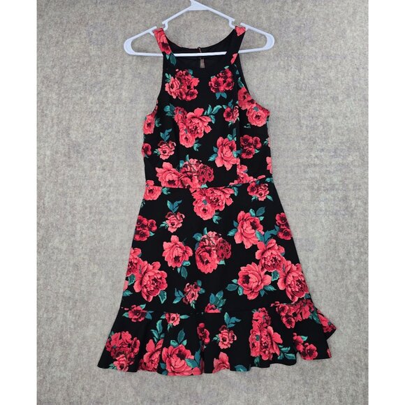 BCX Floral Sleeveless Dress With Keyhole Back & Ruffled Hem  Size 9 - Picture 1 of 8